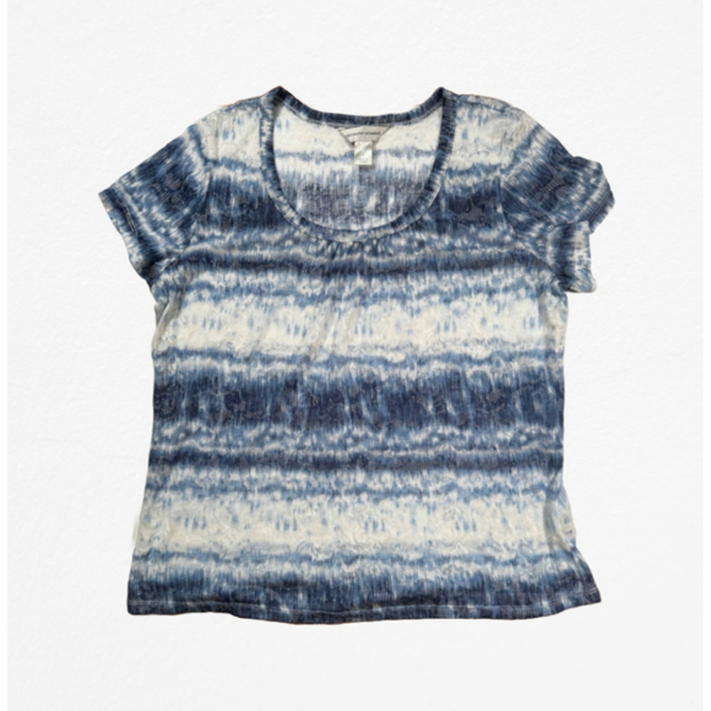 🌷 Christopher & Banks Burnout T-shirt Blue and White Ombre